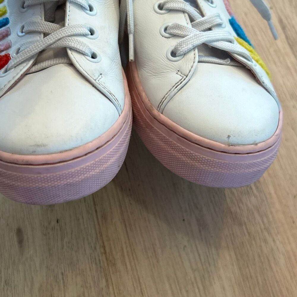 Moschino white pink colorful leather sneakers with tufted branding kids youth 5 - Picture 7 of 7